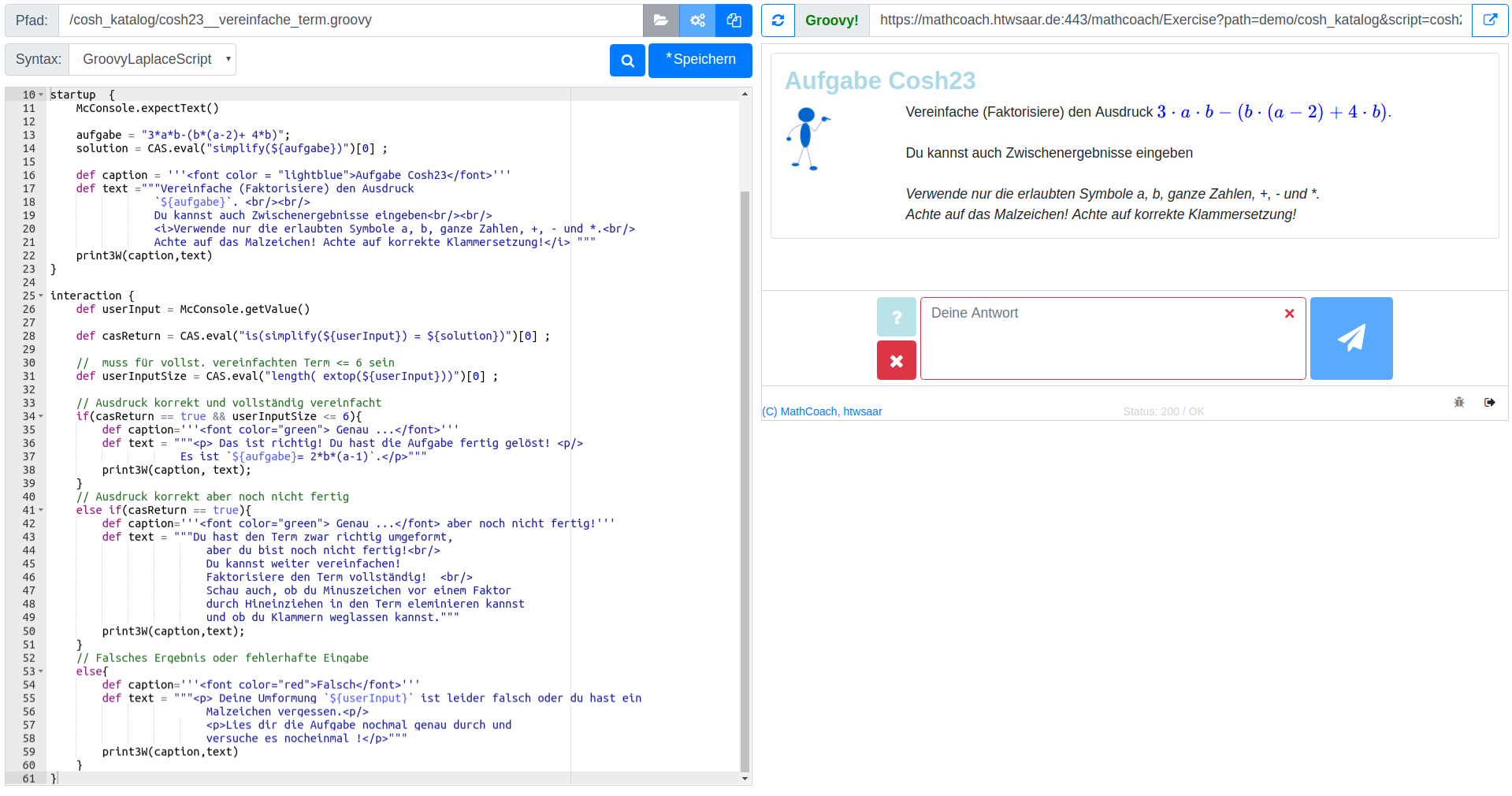 Termumformung Autorenansicht MathCoach