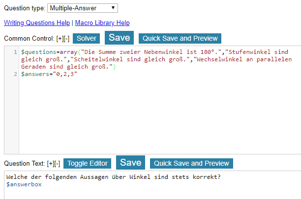 Multiple Answers in IMathAS